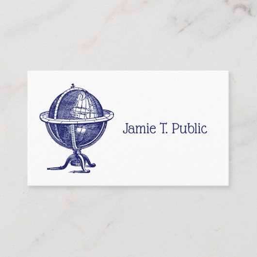  Wereldbol-lithograaftekenmarine Visitekaartje (Voorkant)
