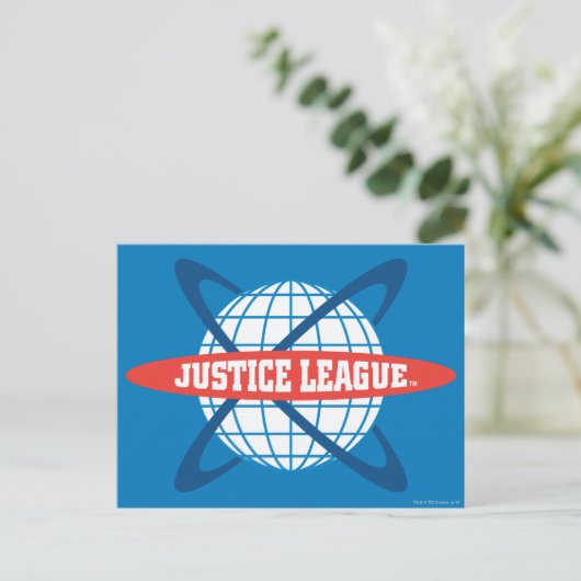 Wereldbol Logo Justice League Briefkaart (Staand voorkant)