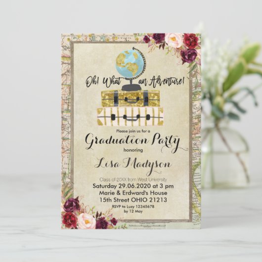 WERELDBOL Marsala Adventure Graduation Party Uitno Kaart (Staand voorkant)