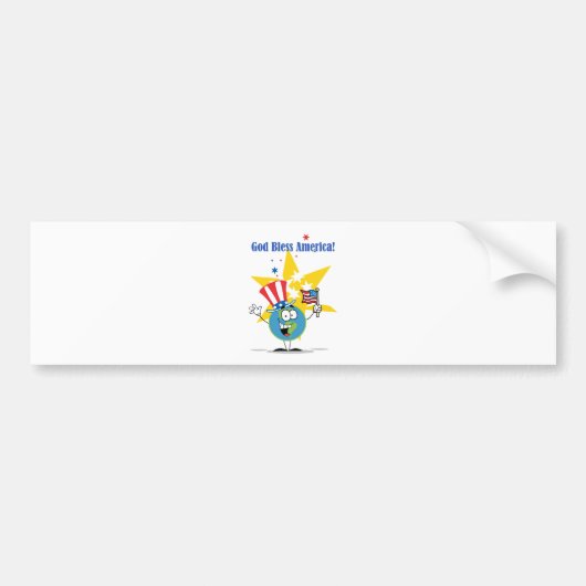 Wereldbol met Amerikaanse vlag Bumpersticker (Voorkant)