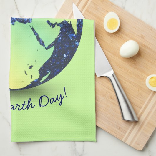 Wereldbol met blauwe vonken op Aarde personalisere Theedoek (Quarter Fold)