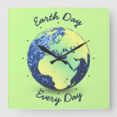 Wereldbol met blauwe vonken op Aarde personalisere Vierkante Klok (Voorkant)