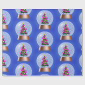 Wereldbol met kerstboomsneeuw cadeaupapier (Vlak)