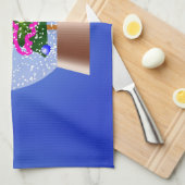 Wereldbol met kerstboomsneeuw theedoek (Quarter Fold)