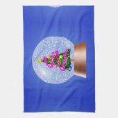 Wereldbol met kerstboomsneeuw theedoek (Verticaal)