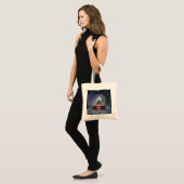 Wereldbol met kerstboomsneeuw tote bag (Voorkant (model))