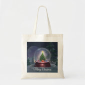 Wereldbol met kerstboomsneeuw tote bag (Voorkant)