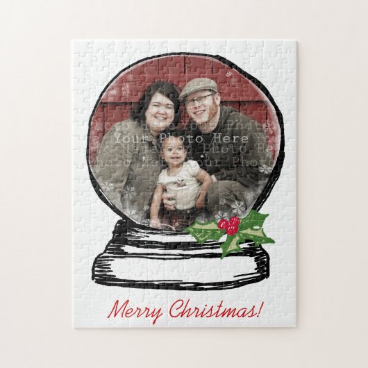 Wereldbol met kerstsneeuw Foto Legpuzzel (Verticaal)