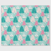 Wereldbol met roze en groene kerstsneeuw cadeaupapier (Vlak)