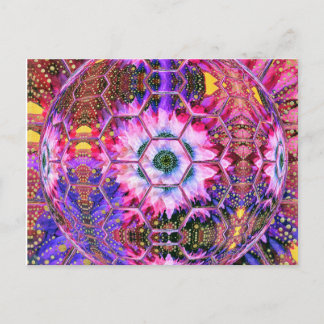 wereldbol met roze, paarse kleuren en kleurrijke f briefkaart