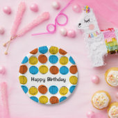 Wereldbol Multi Happy Birthday papier bord rond (Feest)
