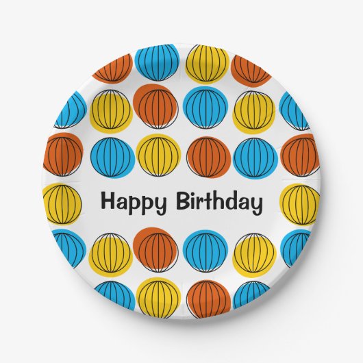 Wereldbol Multi Happy Birthday papier bord rond (Voorkant)
