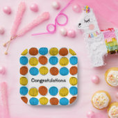 Wereldbol Multi Proficiat papier bord vierkant (Feest)