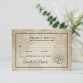 Wereldbol nautisch kompas bruiloft RSVP Kaarten (Staand voorkant)