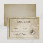  Wereldbol nautisch kompas bruiloft RSVP Kaarten Kaartje (Voorkant / Achterkant)