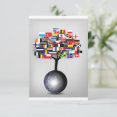 Wereldbol op aarde met boomvlaggen kaart (Staand voorkant)