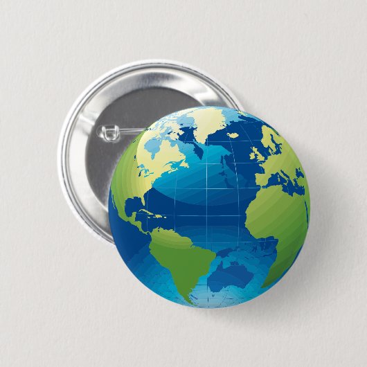 Wereldbol op aarde ronde button 5,7 cm (Voorkant /achterkant)