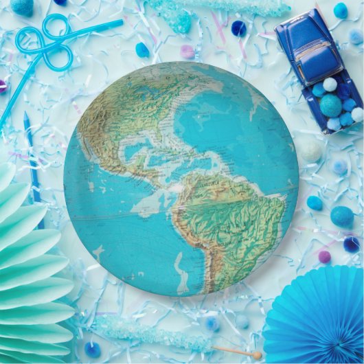 Wereldbol Papieren Bordje (Feest)