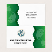 Wereldbol-pictogram | Groene aarde Visitekaartje (Buitenkant ongevouwen)