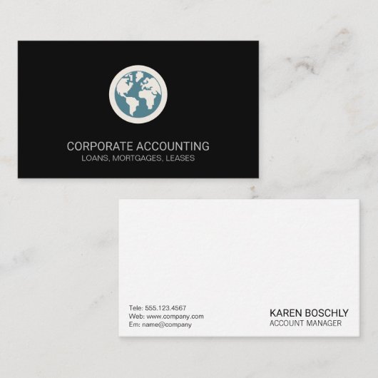 Wereldbol pictogram visitekaartje (Voorkant / Achterkant)