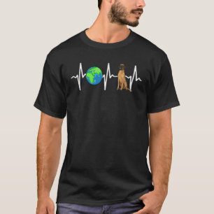 Wereldbol Planet Earth Brown Grote Deense Hartslag T-shirt