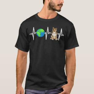 Wereldbol Planet Earth Collie Heartbeat Hondenlief T-shirt