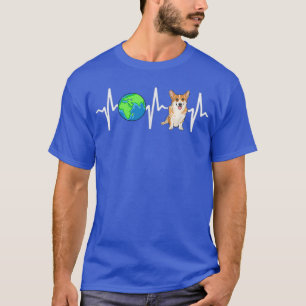 Wereldbol Planet Earth Pembroke Welsh Corgi Heartb T-shirt