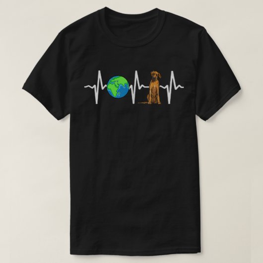 Wereldbol Planet Earth Rhodesian Ridgeback Heartbe T-shirt (Design voorkant)