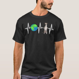 Wereldbol Planet Earth Whippet Heartbeat Hondenlie T-shirt
