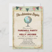 Wereldbol Reizen Afscheidsfeestuitnodiging Kaart (Voorkant)