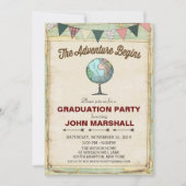  Wereldbol Reizen Graduation Party Uitnodiging (Voorkant)