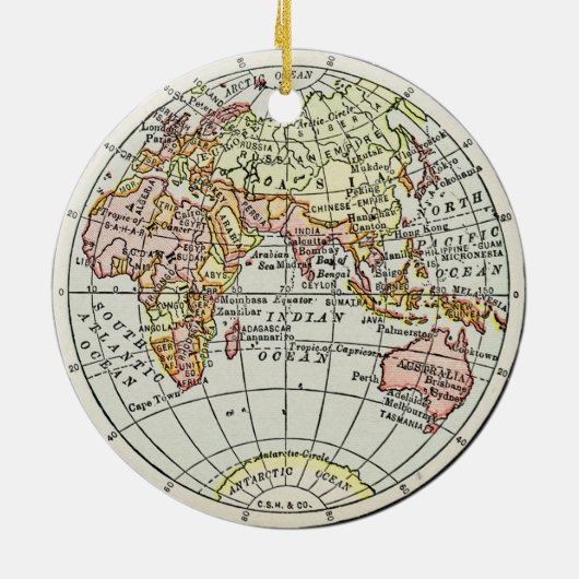 Wereldbol reizen  voor Oost-Hemisphere Keramisch Ornament (Achterkant)