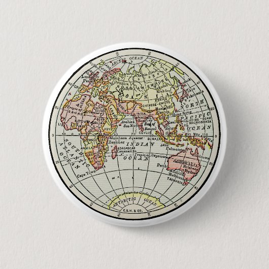 Wereldbol reizen  voor Oost-Hemisphere Ronde Button 5,7 Cm (Voorkant)