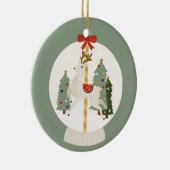 Wereldbol rendiersneeuw keramisch ornament (Rechts)