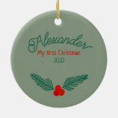 Wereldbol rendiersneeuw keramisch ornament (Achterkant)