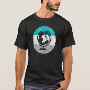 Wereldbol Retro Geografie mannen jongens meisjes T-shirt