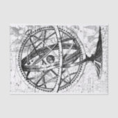 wereldbol retro kaart zwart wit tissuepapier (Voorkant)