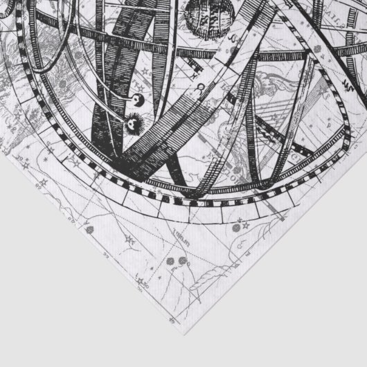 wereldbol retro kaart zwart wit tissuepapier (Detail)