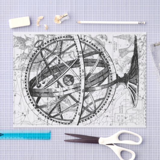 wereldbol retro kaart zwart wit tissuepapier (Craft)