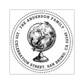  Wereldbol Ronde familienaam & retouradres Rubberstempel (Afrduk)