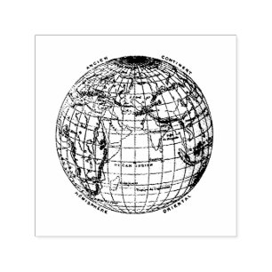 WERELDBOL RUBBER STAMP ZELFINKTENDE STEMPEL