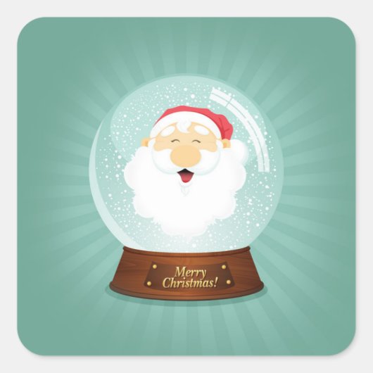 Wereldbol Santa Claus Face Vierkante Sticker (Voorkant)