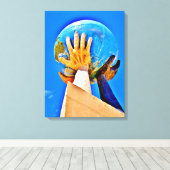 Wereldbol sculptuur canvas afdruk (Insitu (Houten vloer))