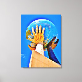 Wereldbol sculptuur canvas afdruk