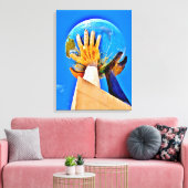 Wereldbol sculptuur canvas afdruk (Insitu (Woonkamer))