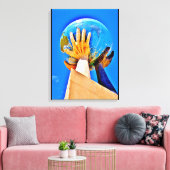 Wereldbol sculptuur canvas afdruk (Insitu (Woonkamer))