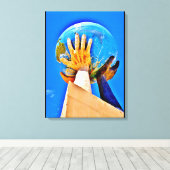 Wereldbol sculptuur canvas afdruk (Insitu (Houten vloer))