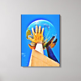 Wereldbol sculptuur canvas afdruk