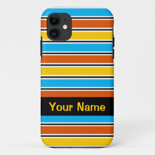 Wereldbol Stripe Classic 'Naam' iPhone hoesje