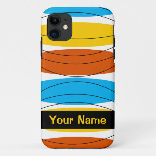 Wereldbol Stripe 'Naam' iPhone hoesje